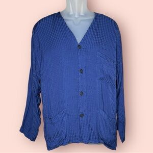 PIERRE CARDIN BLUE SHIRT/PAJAMAS SHIRT WITH POCKETS, BUTTON CLOSURE